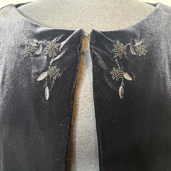 Liz & Co Vintage Black Velour Evening One Button Topper Jacket Embellished SZ XL - Picture 7 of 13